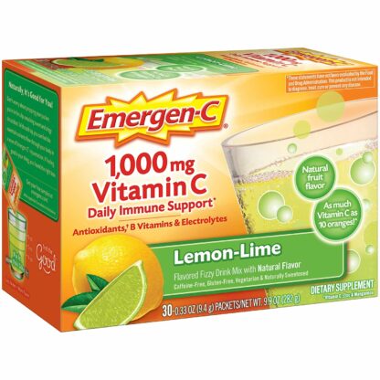 Alacer Emergen-C Vitamin C Fizzy Drink Mix Lemon Lime - 1000 Mg - 30 Packets