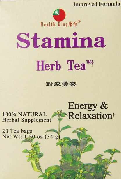 Health King Stamina Herb Tea, Teabags, 20 Count Box