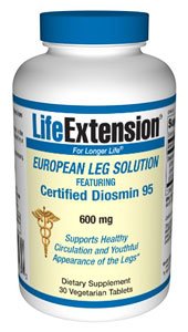 European Leg Solution featuring Certified Diosmin 95, 600 MG, 30 vcaps by Life Extension (Pack of 6)