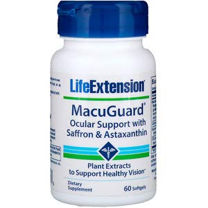 Life Extension, MacuGuard，含藏红花和虾青素的眼睛支持胶囊，60粒软胶囊