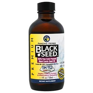 Amazing Herbs, 黑籽， 纯冷榨黑色小茴香籽油，4 fl oz (120 ml)