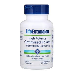 Life Extension, 高效优化叶酸，5000 mcg，30 素食片