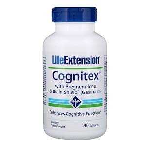 Life Extension, Cognitex和孕烯醇酮和护脑素（天麻素），90粒软胶囊