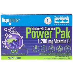 Trace Minerals Research, Electrolyte Stamina, Power Pak, 1200 mg, Acai, 30 Packets, 0.18 oz (5.2 g) Each