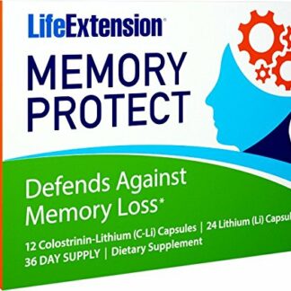 Life Extension Memory Protect胶囊，双重作用，12粒Colostrinin-Lithium（C-Li）胶囊和24粒锂（Li）胶囊