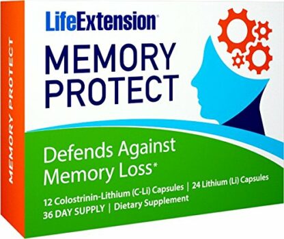 Life Extension Memory Protect胶囊，双重作用，12粒Colostrinin-Lithium（C-Li）胶囊和24粒锂（Li）胶囊