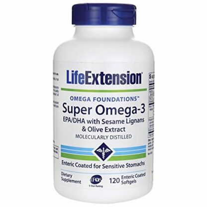 Life Extension - 超级Omega-3EPA / DHA 含芝麻木质素和橄榄提取物 - 120 伤寒的上漆的Softgels