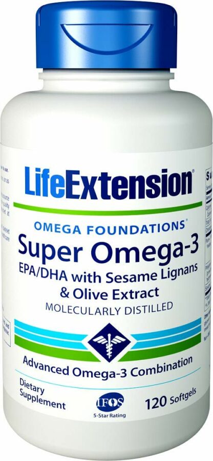 Life Extension - 超级Omega-3 EPA/DHA用芝麻Lignans 橄榄色的萃取物 - 120 伤寒的上漆的Softgels