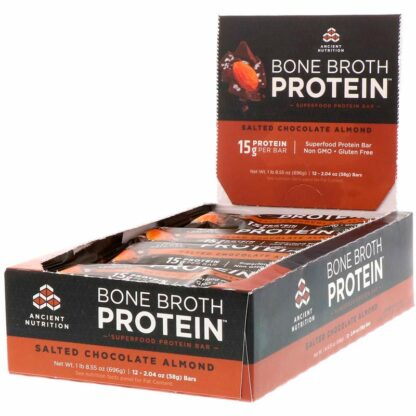 Ancient Nutrition - Bone Broth Superfood Protein Bars Salted Chocolate Almond