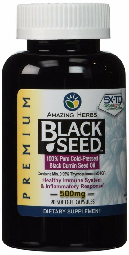 Amazing Herbs 黑色种子油 90 粒软胶囊，500 毫克 1个瓶子 90.00