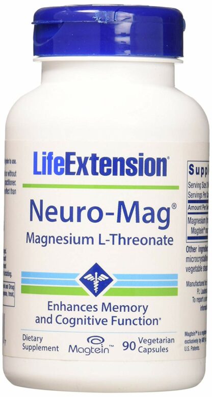 Life Extension Neuro-mag Magnesium L-threonate Dietary Supplements, 90 Capsules, Pack of 2